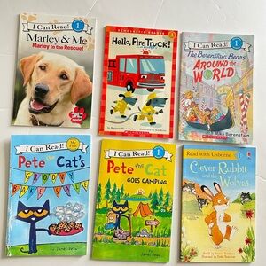 Collection of 6 children's books, beginner 1 reader Scholastic and Usborne
